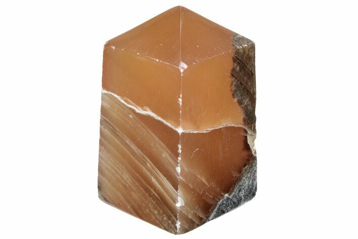 Polished, Banded Honey Calcite Obelisk #217045